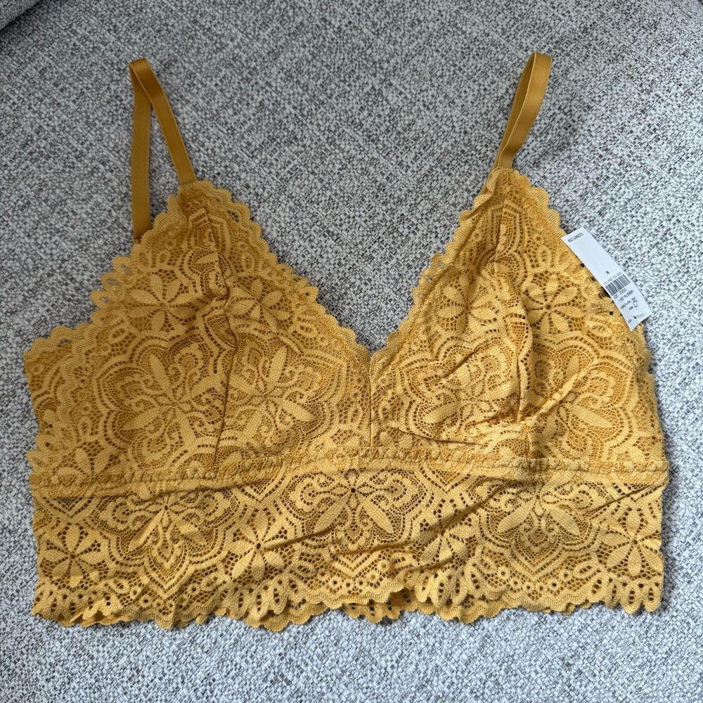 NWT Golden Yellow Lace Longline Bralette